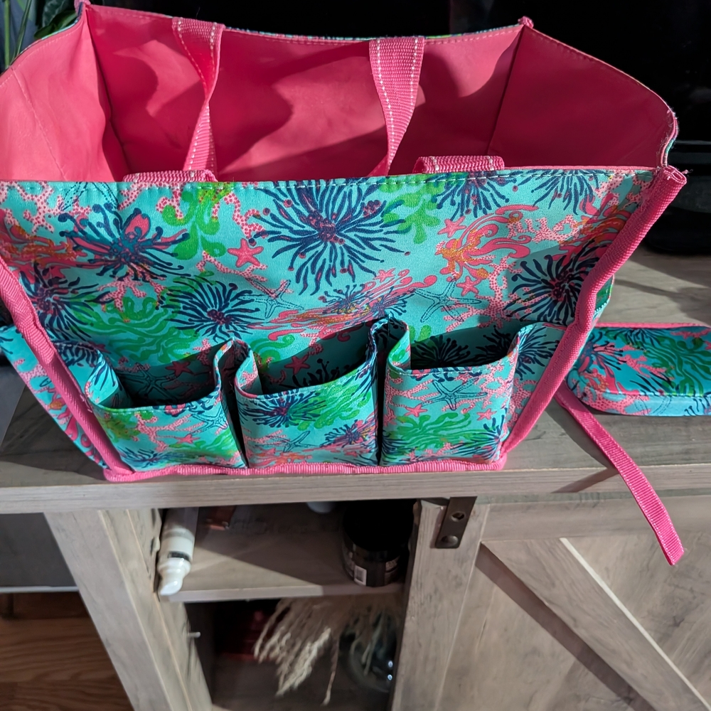 Colorful Floral Tote Bag with Pockets